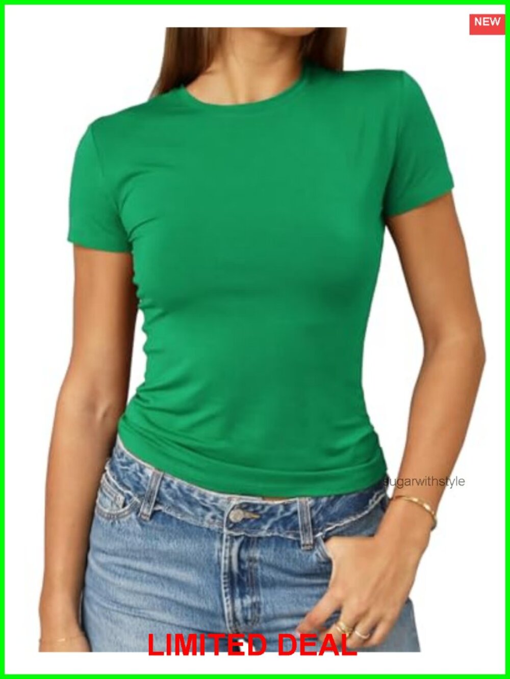 Slim Fit Crop T Shirt Rayon Spandex Crewneck Casual Going Out Top